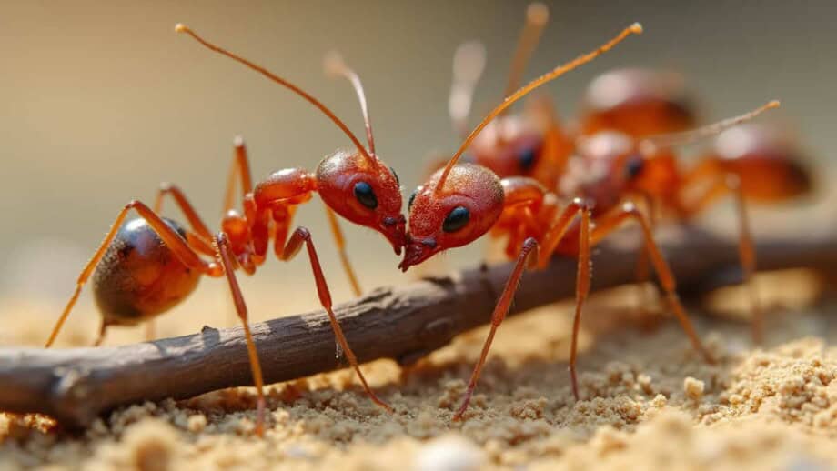 Close-up of ants trailing along a surface near a Reno home